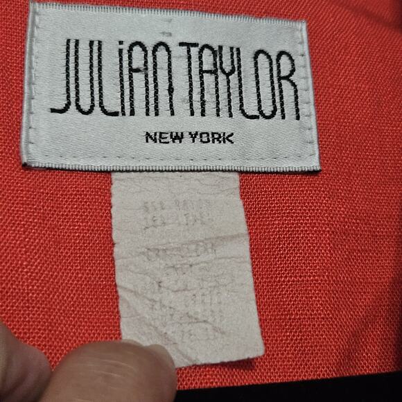 Vtg Linen Midi Dress Womens 11 Coral Button Up Modest Cottagecore Teacher Boho - Picture 5 of 8